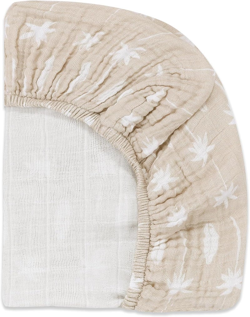 babyletto Muslin Baby Bassinet Sheets for Girls & Boys - GOTS Certified Breathable Organic Cotton Cover, 360° Fitted, Soft, Gentle, and Cozy Rectangle Bedside Bassinet Sheets - Beach Bum - Image 5